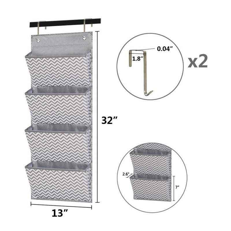 Eamay Wall Mount/Over Door File Hanging Storage Organizer - 4 Large Document Organizer Holder for School, Classroom, Home or Office Use, Wave Pattern - Image 3